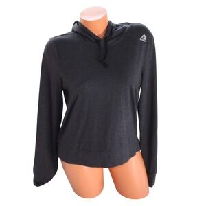 Reebok Womens Hoodie Long Sleeve Athleisure Top Gray Size M